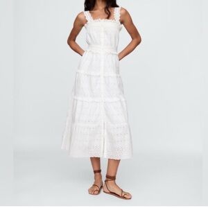 GAP x DOEN White Eyelet Tiered Midi Dress XXS NEW NWT Romantic Summer Spring